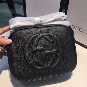 Authentic 💋💋Gu cci 💋Soho Black Bag Disco with Insert